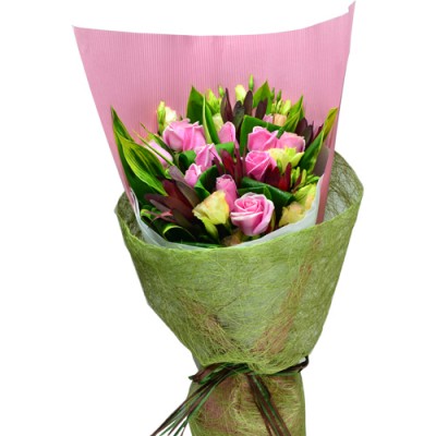 One Dozen Special Pink Color Roses Bouquet, Sleeping Queen  Valentines Day